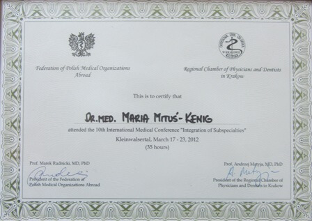 Certificate of attendance at International Medical Conference