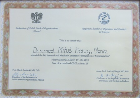 Certificate of attendance at International Medical Conference