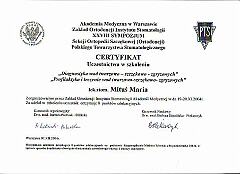 certyfikat potwierdzający udział w kursie medycznym o tematyce ortodontycznej