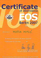 Certificate of attendance at conference EOS