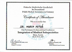 Certificate of attendance at Integration of Medical