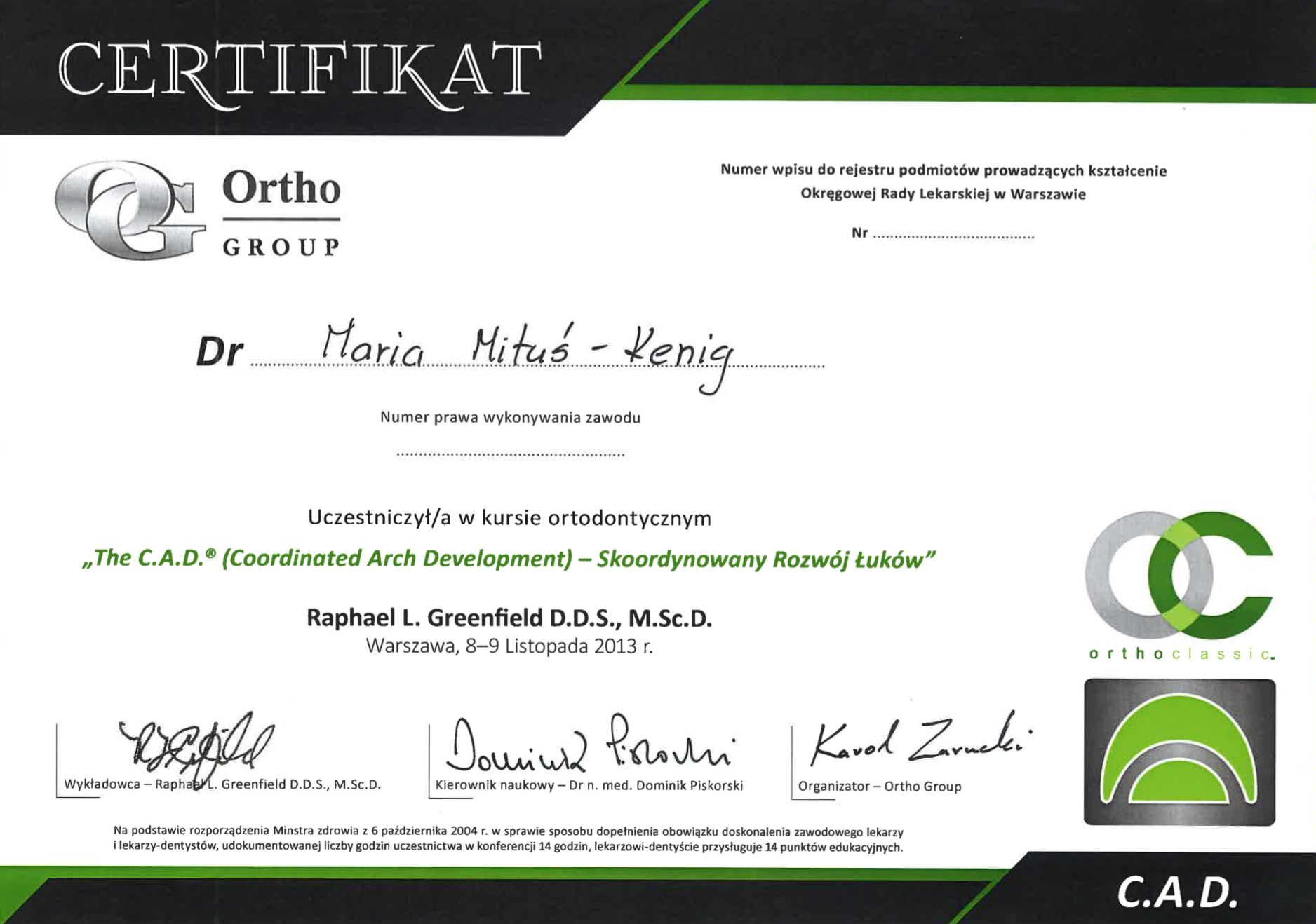dokument potwierdzający kwalifikacje medyczne z zakresu ortodoncji