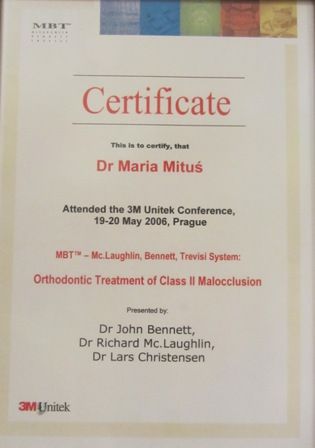 Certificate of attendance at Unitek Conference
